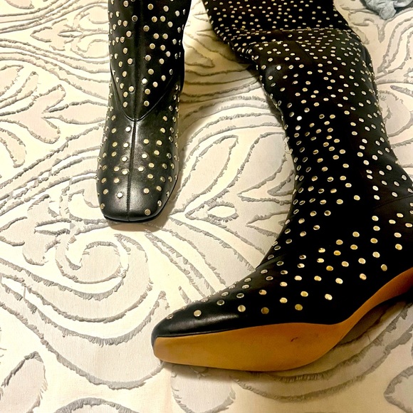 Helmut Lang Thigh-High Studded Leather Boots - Picture 4 of 8